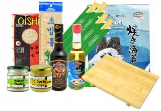 Japonska kuchyňa - Sada na výrobu sushi + bambusová doska Hiratai