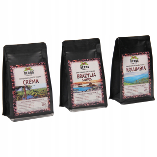 Zrnková káva - Káva sady 3 x 200 g Brazília, Kolumbia, Crema