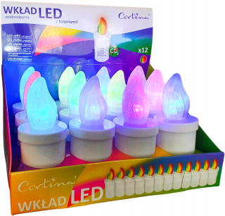 Znicz Elektrický multikolor príspevok hrob 12 ks LED