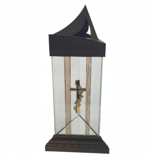 Sviečková kaplnka trojuholník s krížom 36 cm zloty