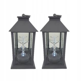 2 × lacná sviečka HK-61 LED lampa s krížom 28 cm