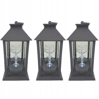 3 × lacná sviečka HK-61 LED lampa s krížom 28 cm