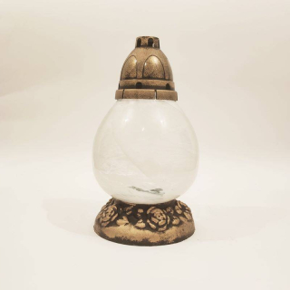 Z-20 Sviečka biela alabaster zlatá ruža H. 25 cm