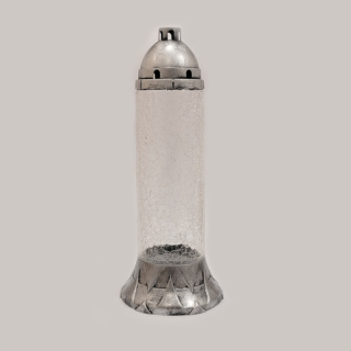 Sviečka - mrazené sklo 7116 - strieborné h. 44 cm