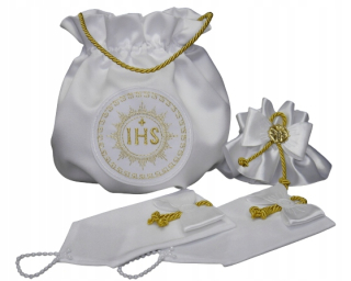 Prvé sväté prijímanie - IHS Turquoise Communion Candle s hostiteľskou dekoráciou