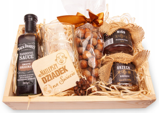Košík darček pre dedko gravírovanie sklenené whisky