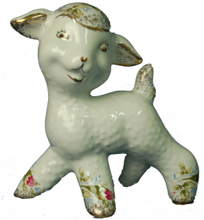 Veľkonočná dekorácia - Veľkonočná figurína Baran 11 cm keramika