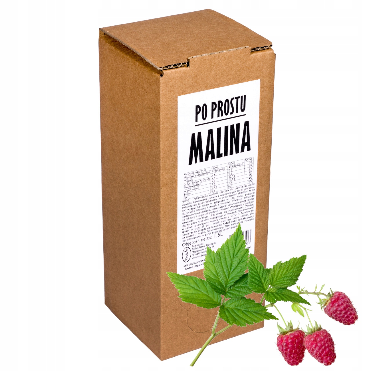 malinová šťava 100% prírodná, lisovaná 1,5l