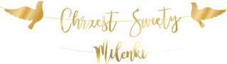 Doplnky na krst - Banner svätý krst + meno zlata