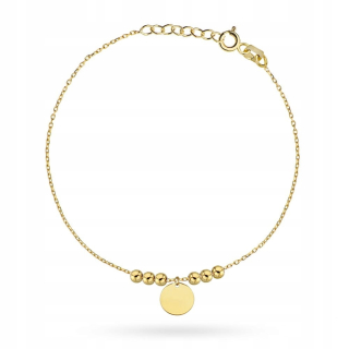 Doplnky na krst - Zlatý náramok 585 na reťazovom kruhu Kulki