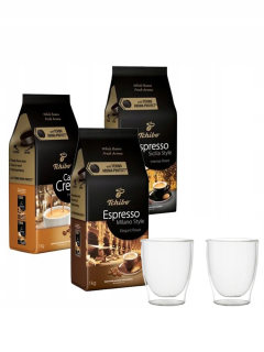Zrnková káva - Káva Tchibo 3x1 kg Sicilia Milano Crema + okuliare