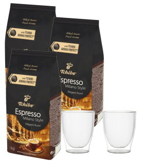 Zrnková káva - Káva Tchibo Espresso Milano štýl 3kg + okuliare