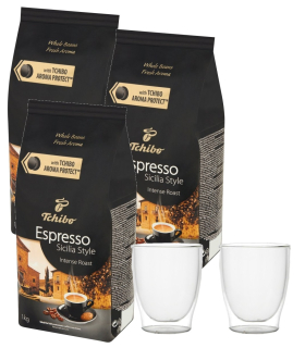 Zrnková káva - Káva Tchibo Espresso Sicilia štýl 3kg + okuliare