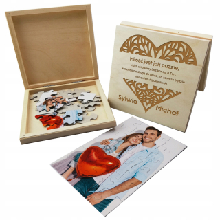 Darček na Valentína - Puzzle foto box gravírovanie darček na Valentína