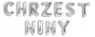 Doplnky na krst - Strieborný nápis Krst +Meno pre deti 4 litery Ballons