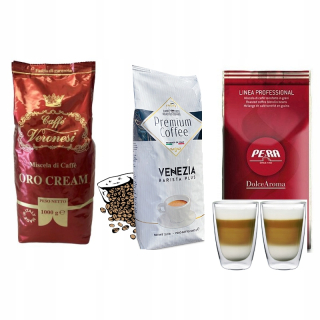 Zrnková káva - Kit Kaw - Venezia, Veronesi, Pera 3KG + okuliare